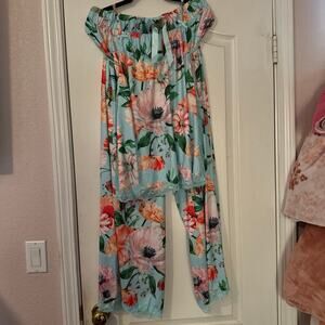 Lane Bryant blue floral pajama set 14 16 nwt